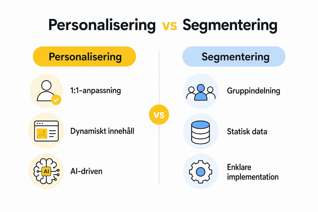 Illustrationer som tydligt visar skillnaden mellan personanpassning och segmentering