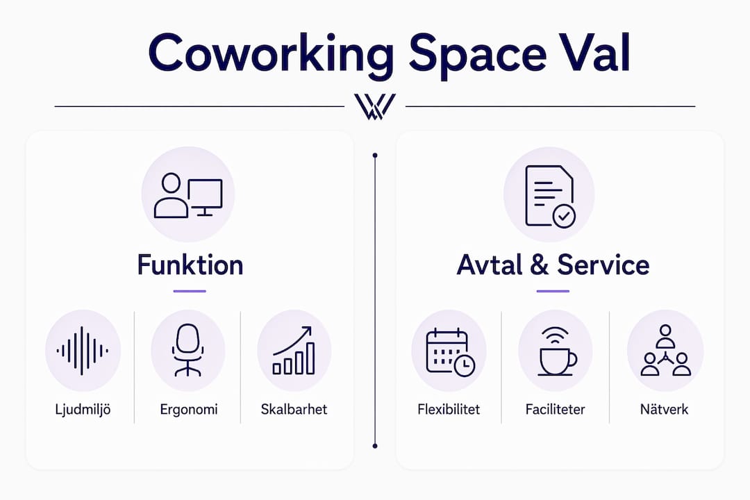 En överskådlig infograf som visar vad du bör tänka på när du väljer coworking-space