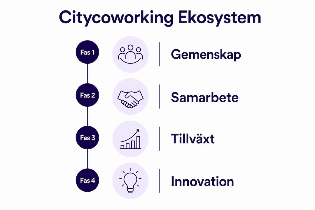 En överskådlig infograf som förklarar hur coworkingmiljön i staden utvecklas och vilka möjligheter den erbjuder.