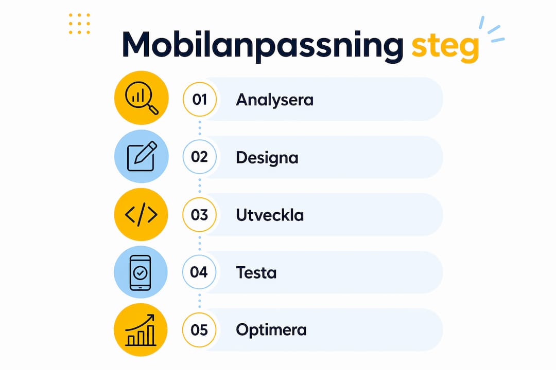 Infografik som visar stegen för att anpassa en mobil lösning