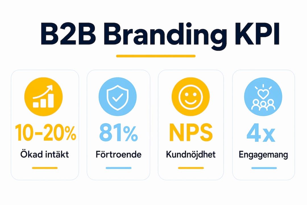Infografik som visar de viktigaste nyckeltalen för B2B-varumärkesbyggande – komplett med aktuella statistikuppgifter.