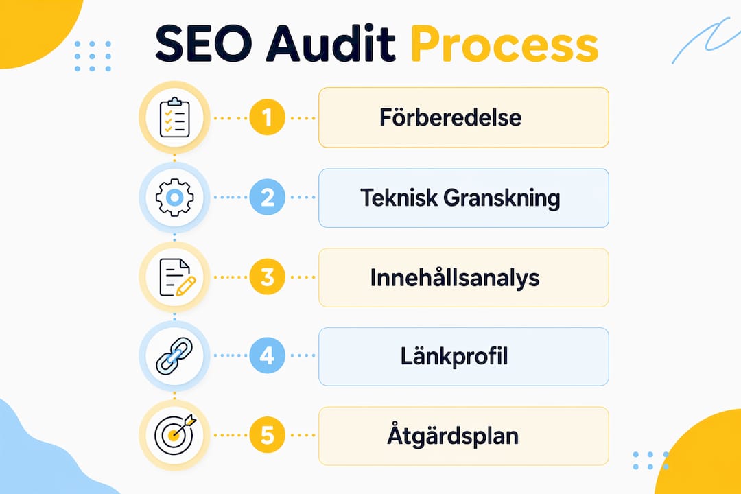 En överskådlig infografik som guidar dig genom de olika stegen i en SEO-granskning
