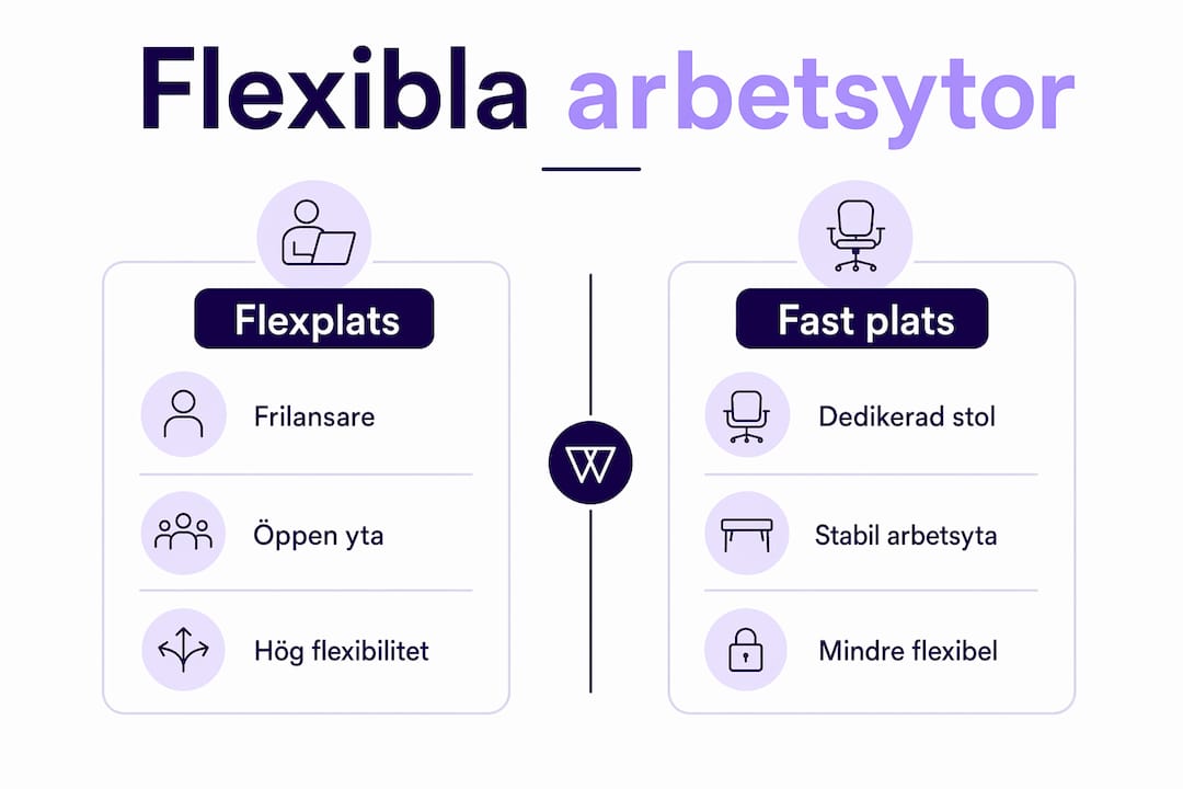 Grafisk översikt: Så skiljer sig en flexibel arbetsplats från en fast plats på coworkingkontoret