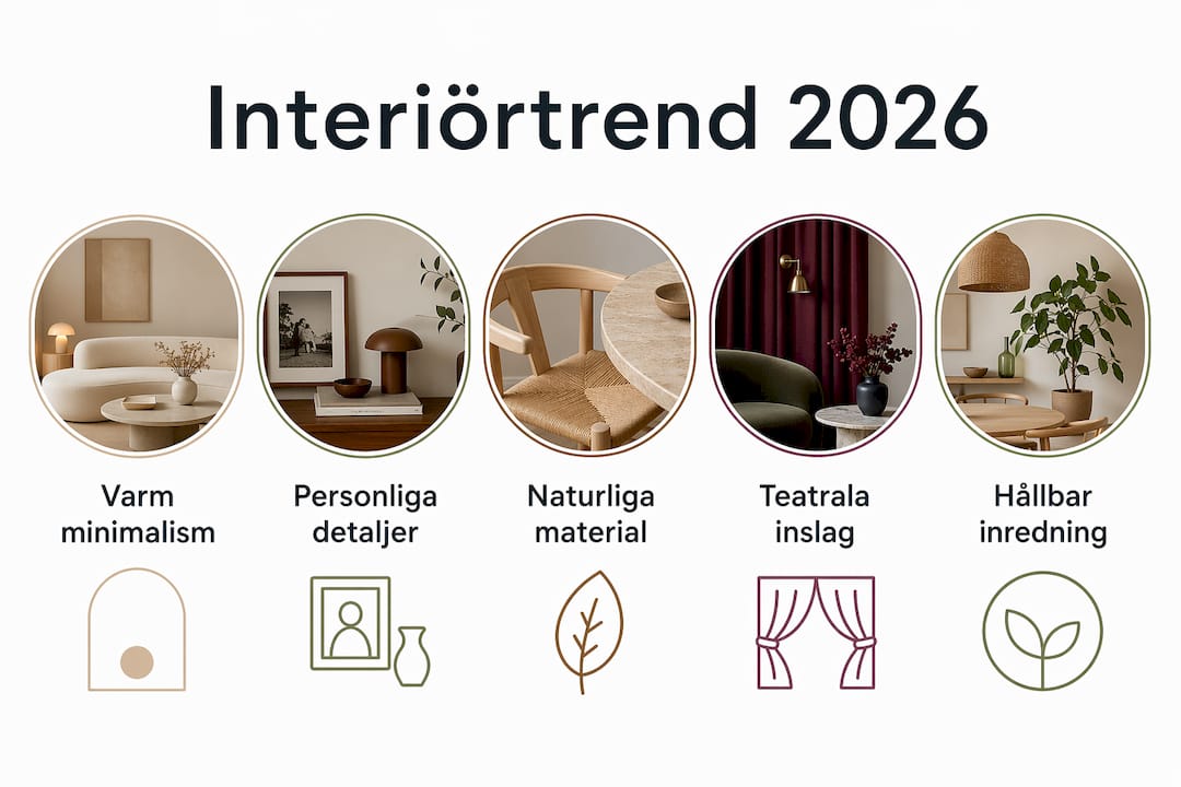Så här ser de viktigaste inredningstrenderna ut 2026 – en översikt i infografik
