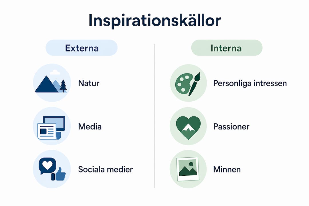 En överskådlig grafik som delar upp inspirationskällor i två huvudsakliga grupper