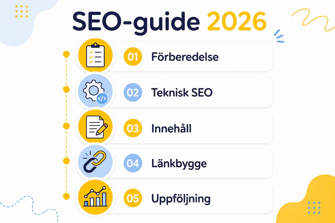 Så lyckas du med SEO som småföretagare – steg-för-steg-guide i infografik för 2026