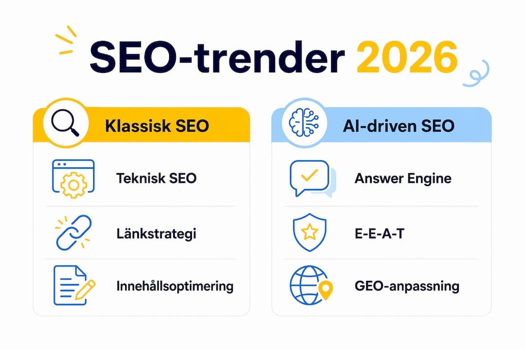 Infografik: Så skiljer sig traditionell SEO från AI-baserad SEO år 2026