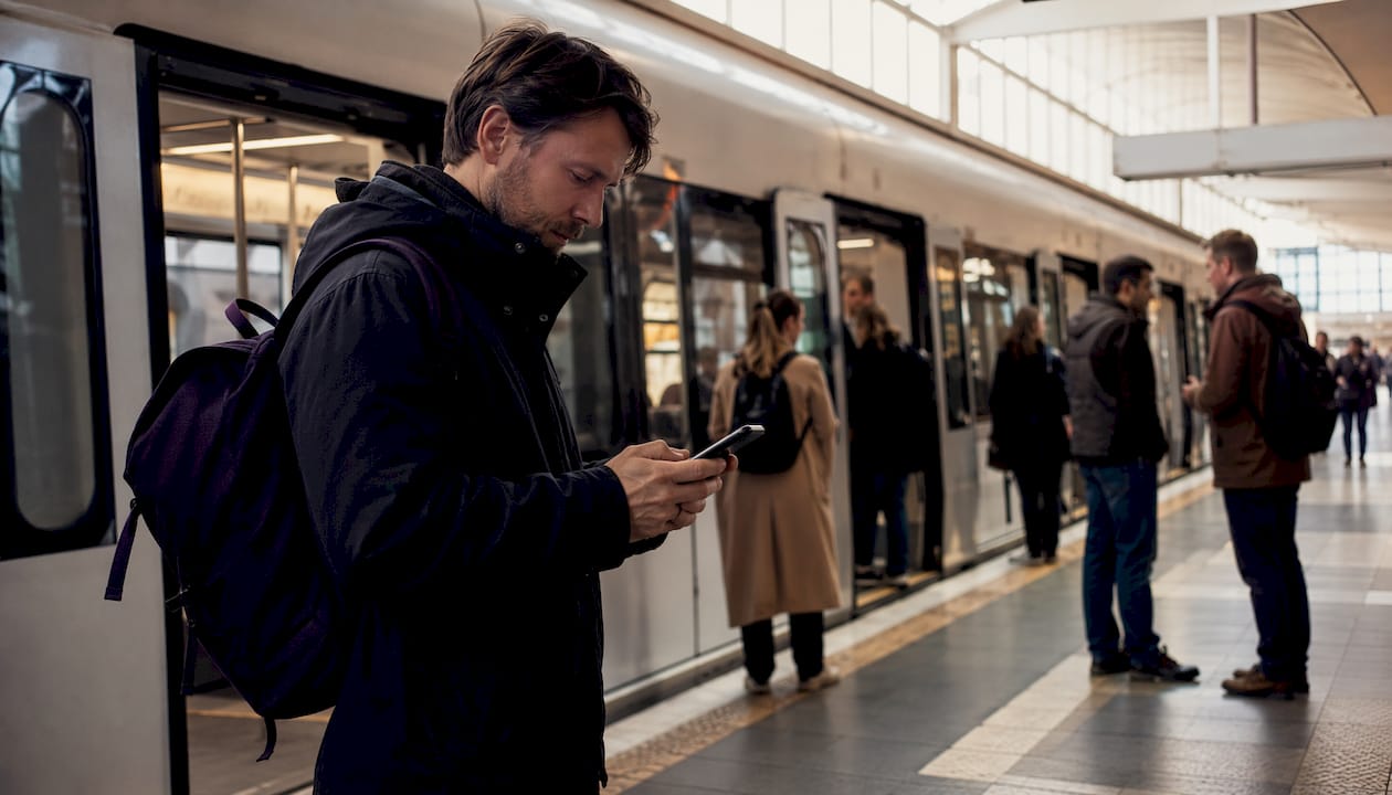 Står och väntar på tunnelbanan mitt i morgonrusningen