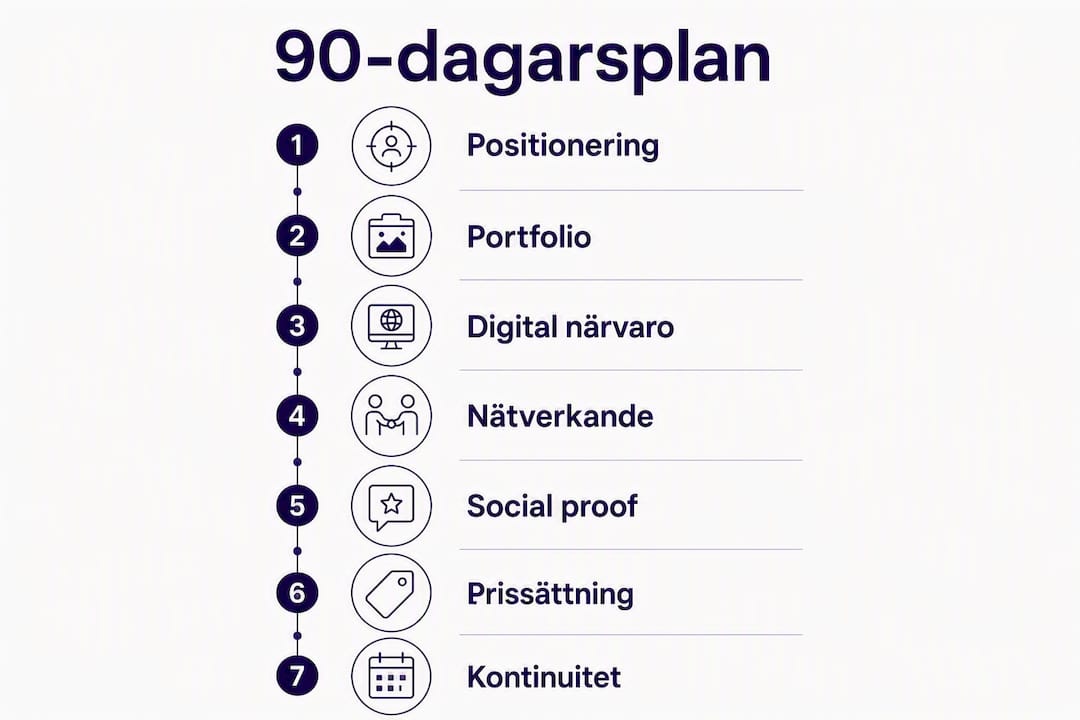 Grafisk översikt: Sju smarta steg för att lyckas med din 90-dagarsplan som frilansare