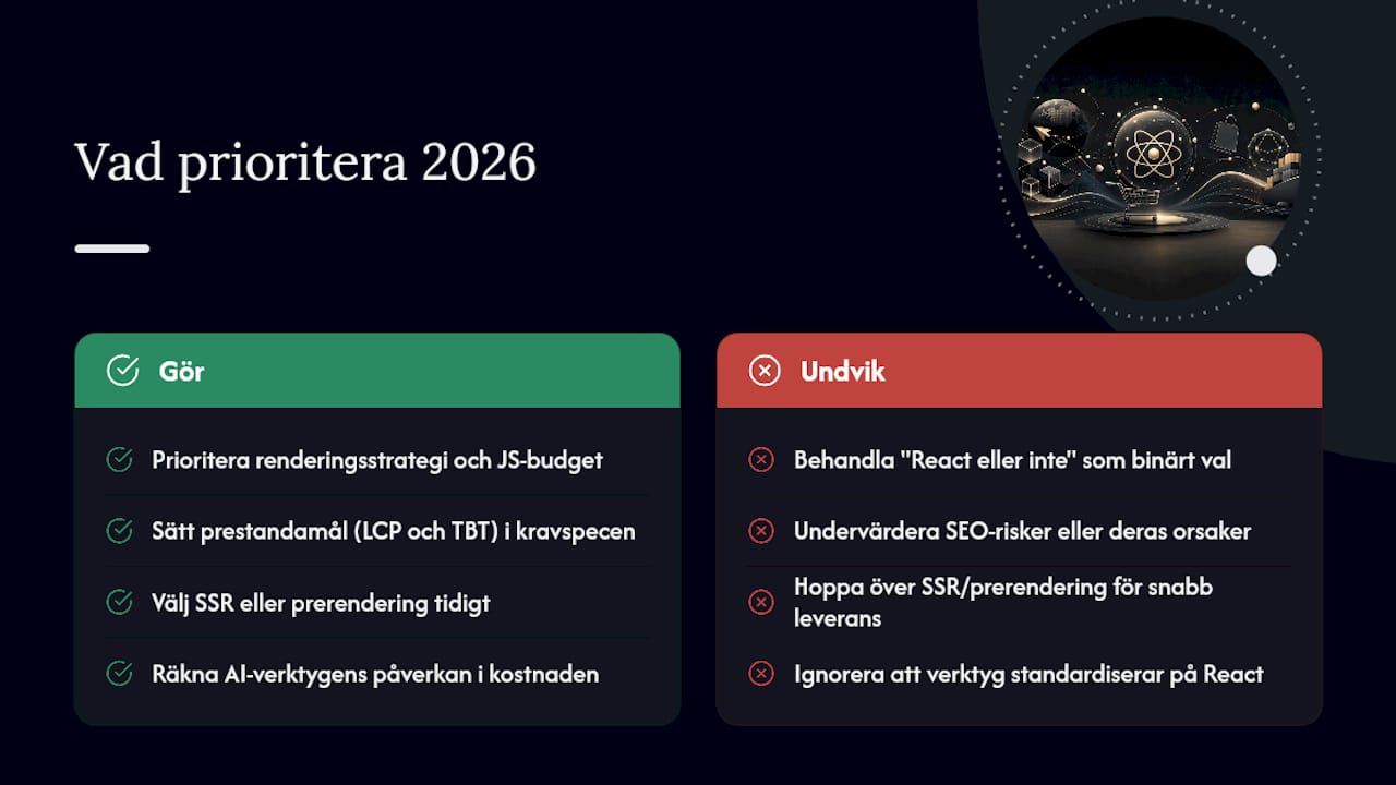 Är React fortfarande rätt val 2026? — overview diagram