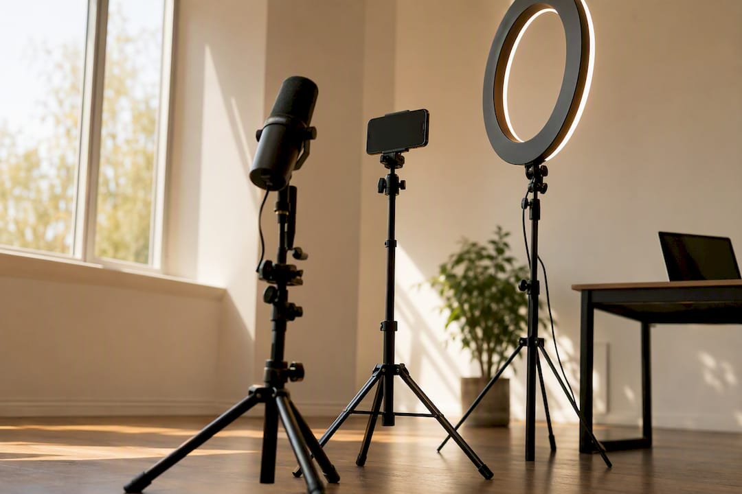 Videoinspelningsutrustning i studions hörn