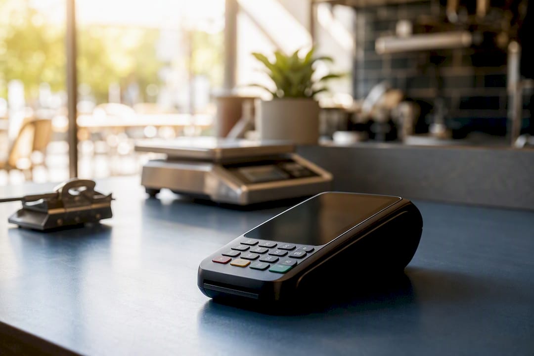 Trådlös betalterminal på skrivbordet