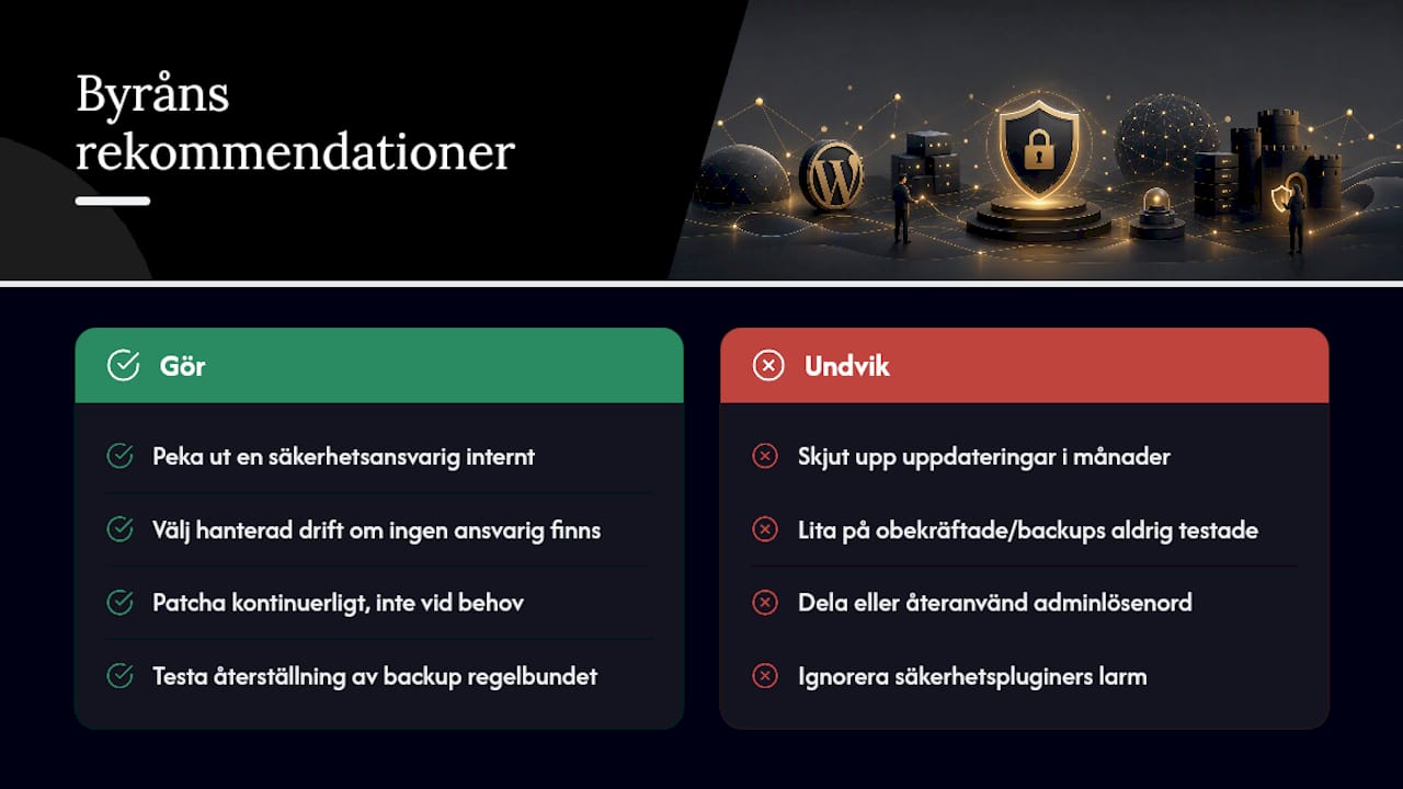 Byråns perspektiv: vanliga misstag och vad vi rekommenderar — overview diagram