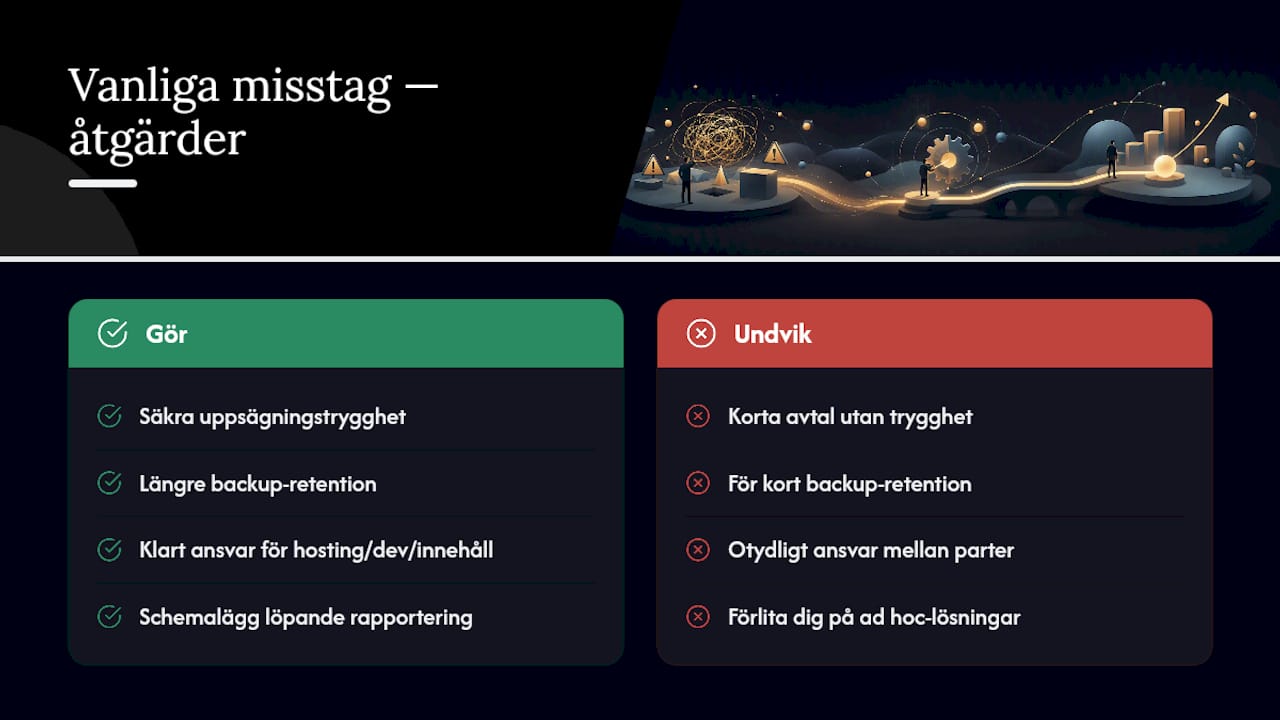 Vanliga misstag och hur man undviker dem — overview diagram