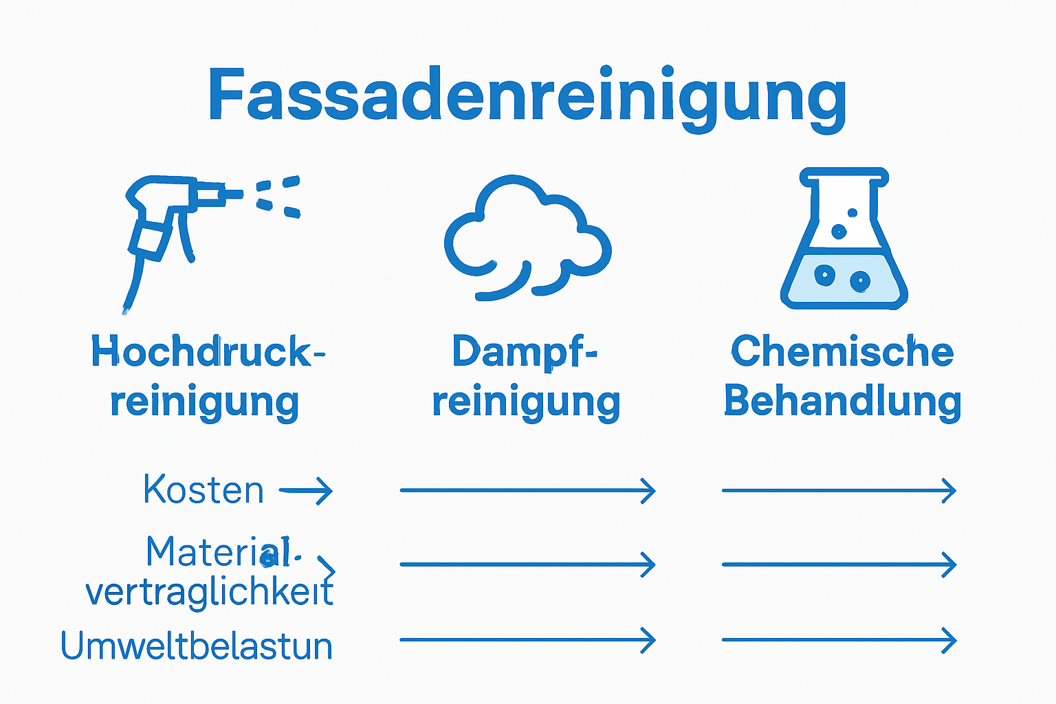 Fassadenreinigung – Mehrwert für Unternehmen und Praxen 2 Infografik: Methoden zur Fassadenreinigung im Vergleich