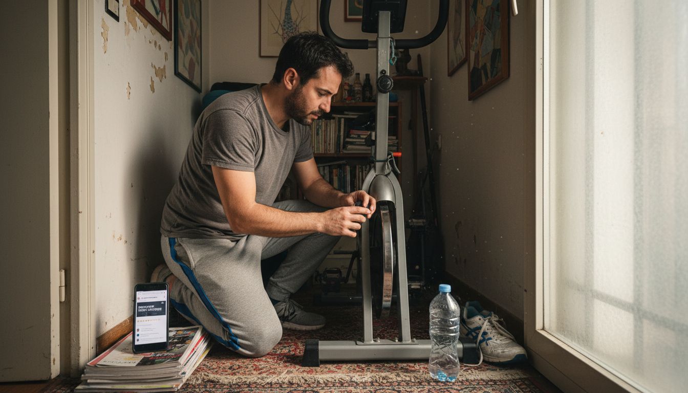 Come allenarsi cardio a casa: guida pratica e risultati Uomo che sceglie l’attrezzo cardio da utilizzare a casa