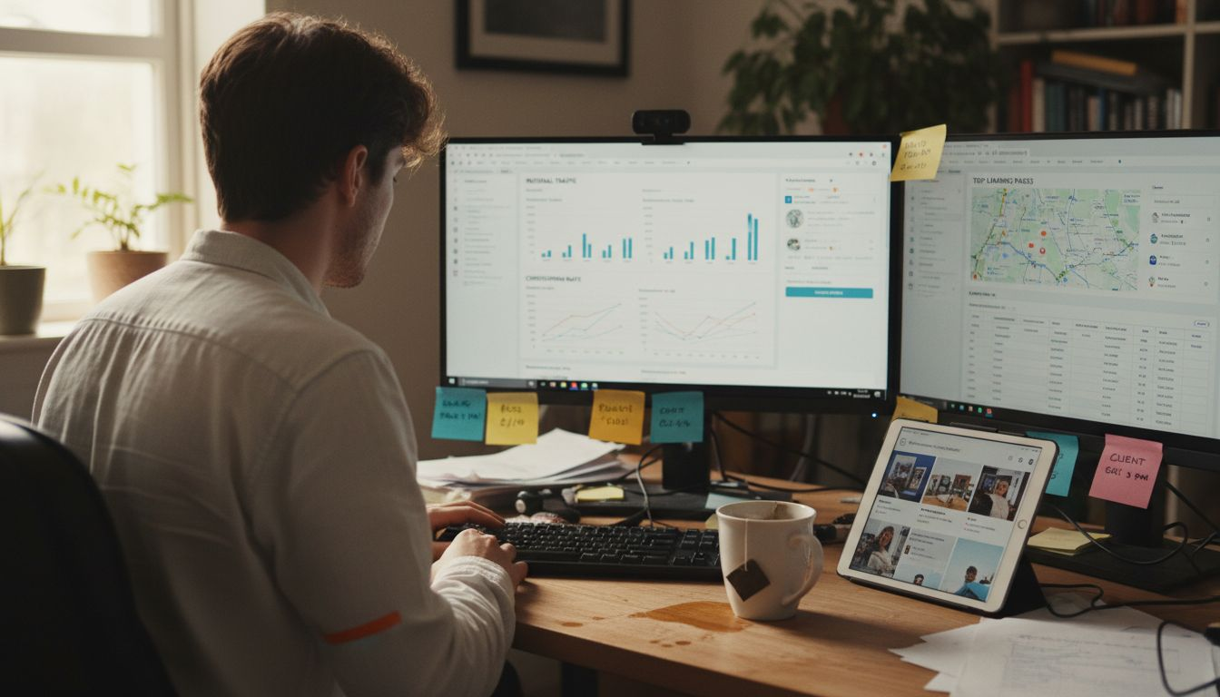 Affiliate marketer monitors website traffic data