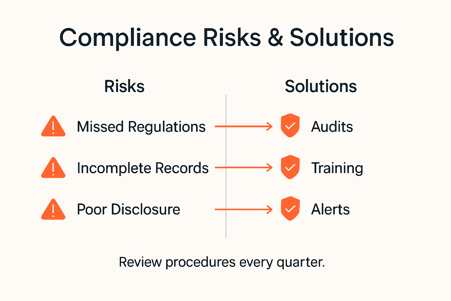 Infographic showing compliance risks and solutions