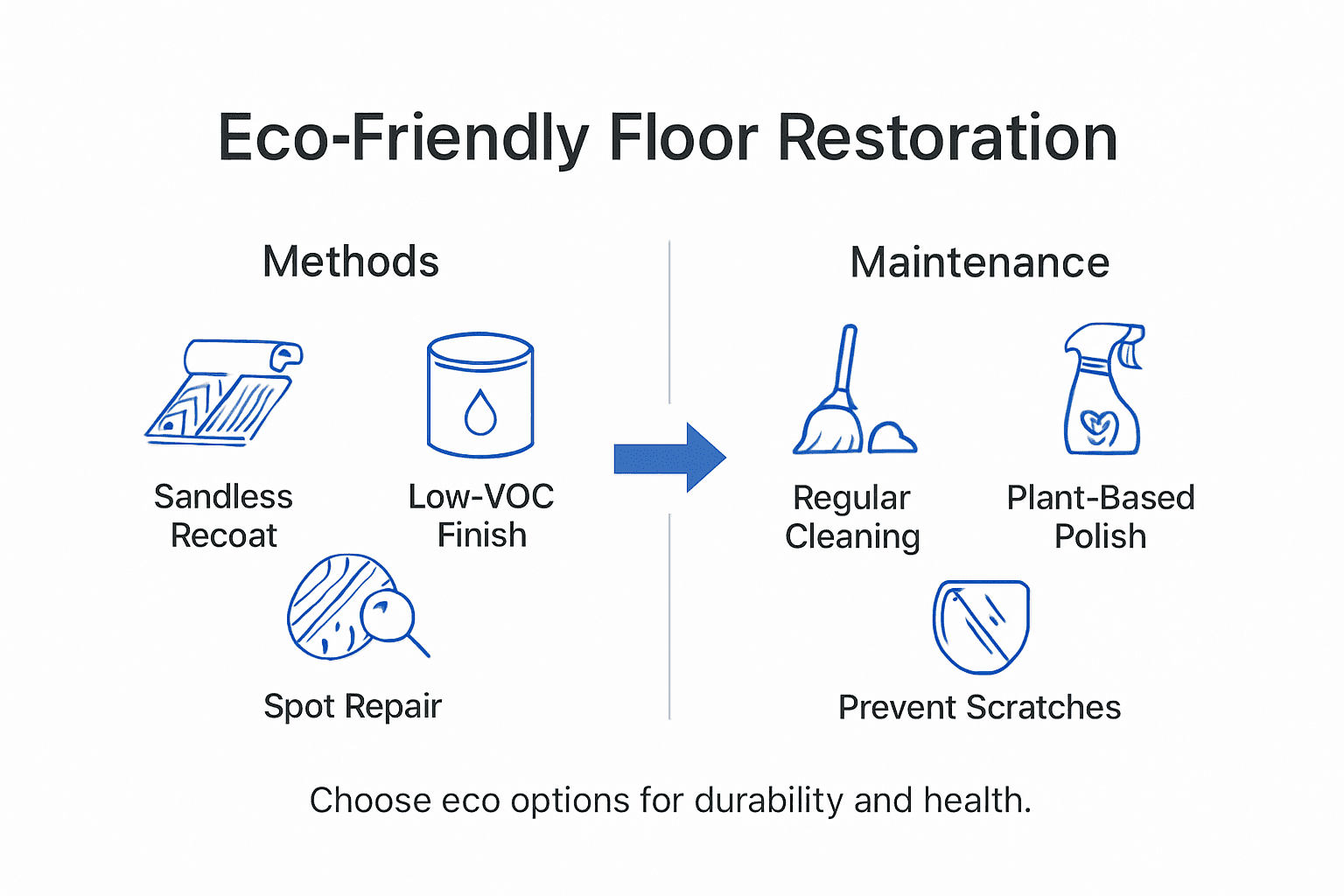 Infographic showing eco-friendly floor restoration steps