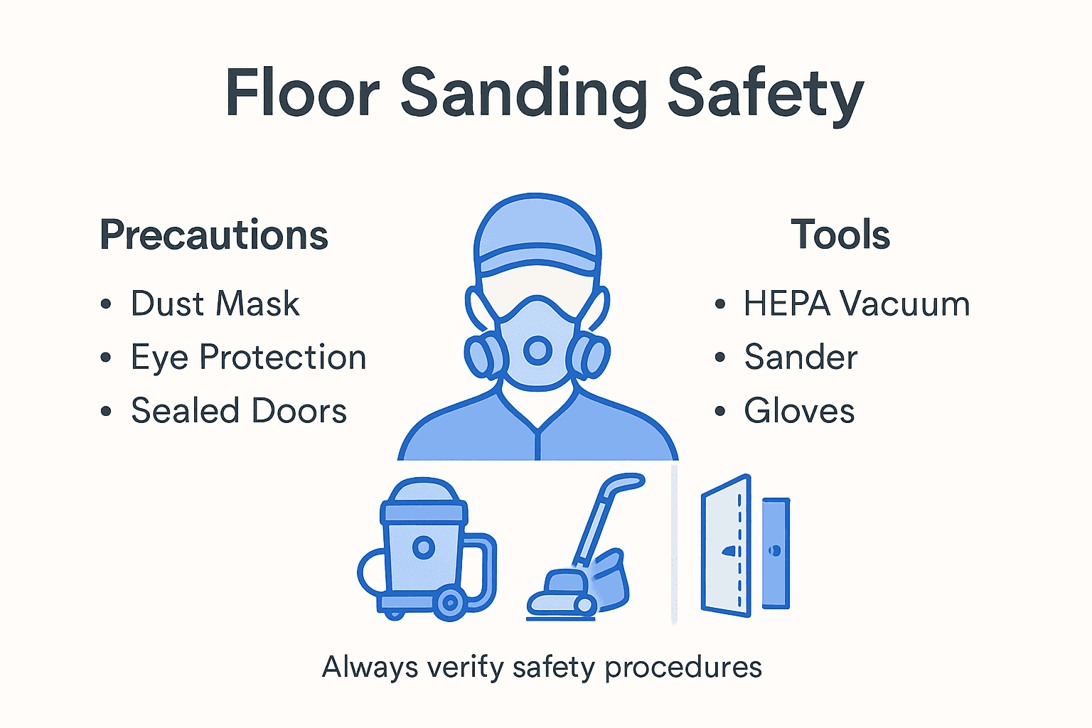 Infographic showing main floor sanding safety steps