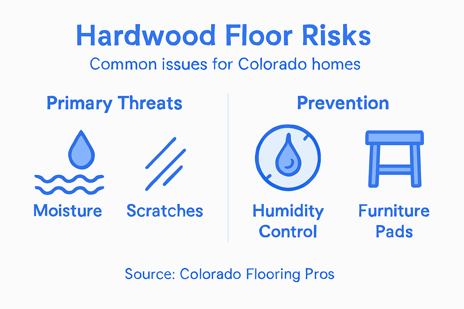 Infographic showing hardwood floor damage risks and prevention