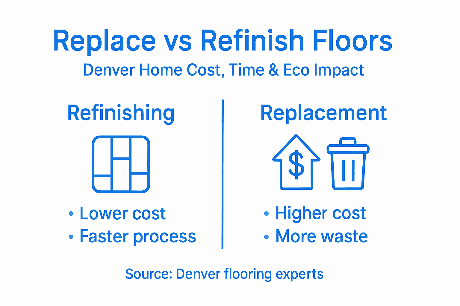 Infographic comparing refinishing and replacement costs
