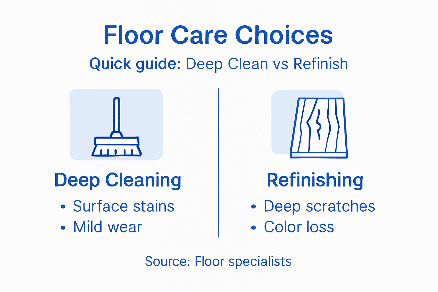 Infographic comparing deep cleaning and refinishing