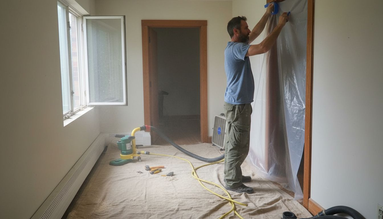 Preparing room for hardwood floor sanding
