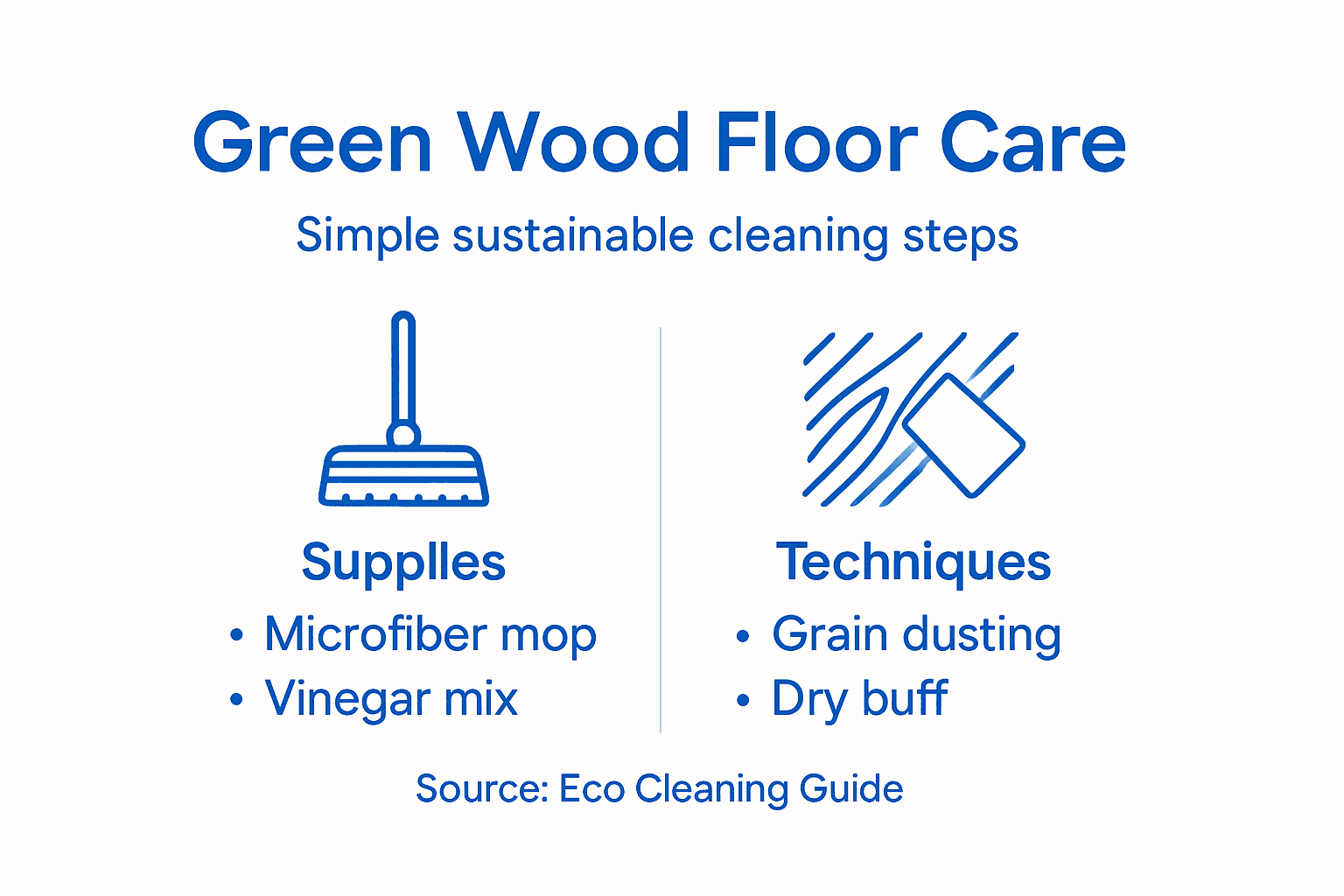 Infographic showing eco wood floor cleaning steps
