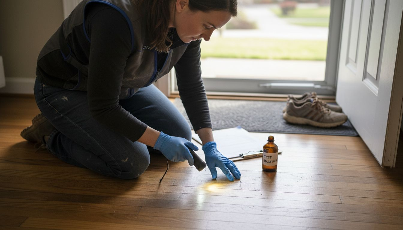 Expert inspecting wood for wax buildup
