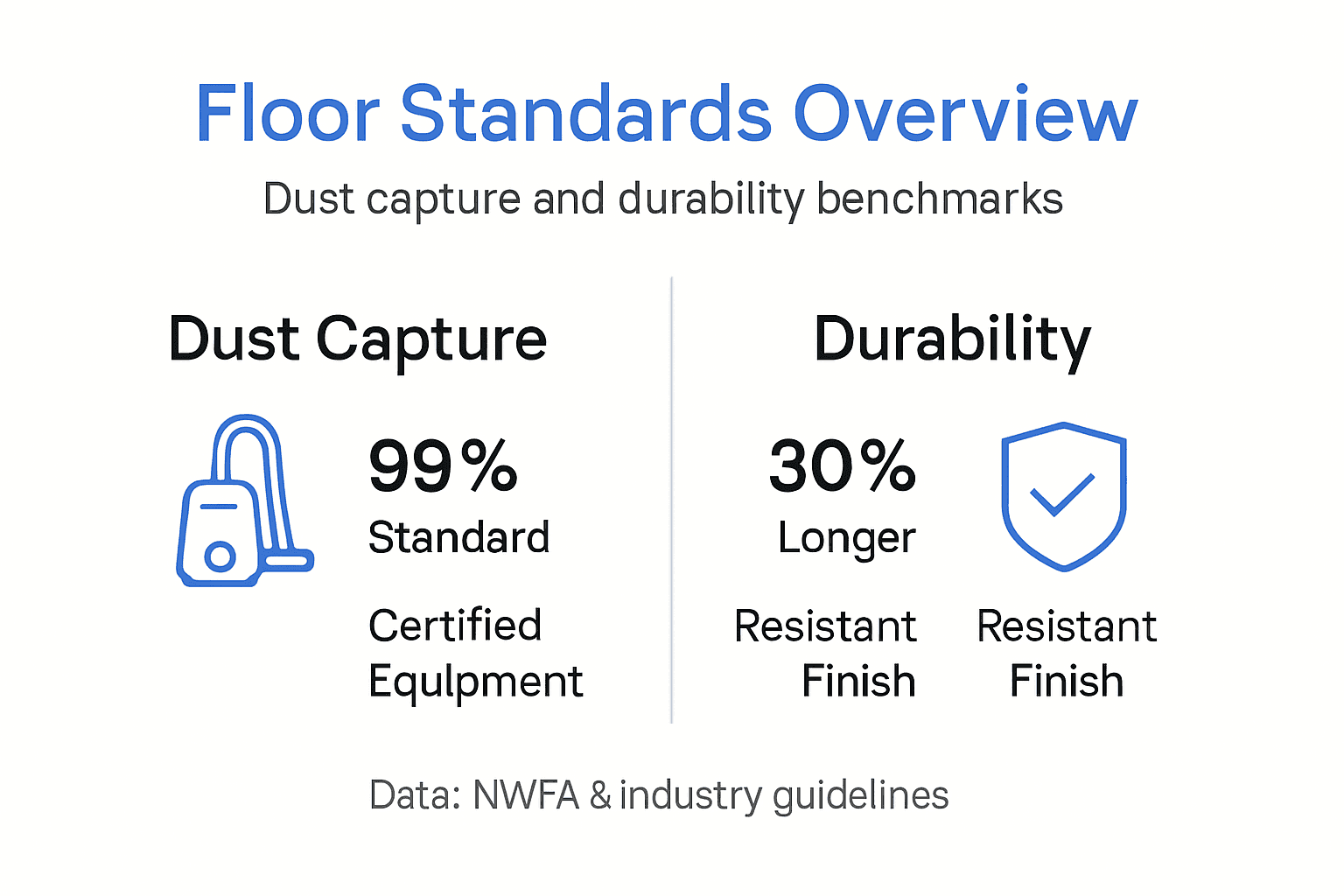 Infographic comparing floor dust capture and durability