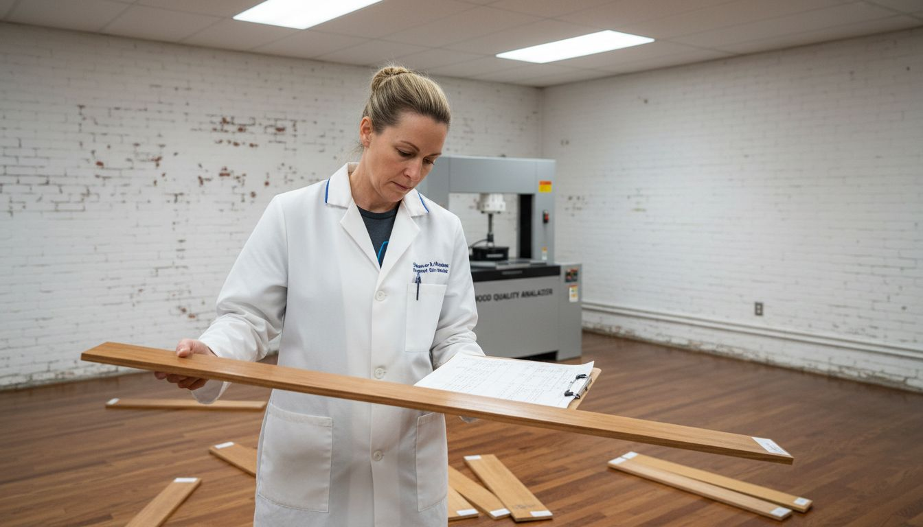 Technician tests floor finish durability