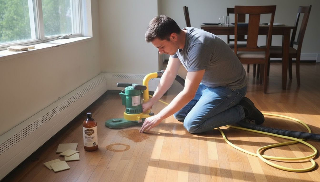 Person making common hardwood repair mistake