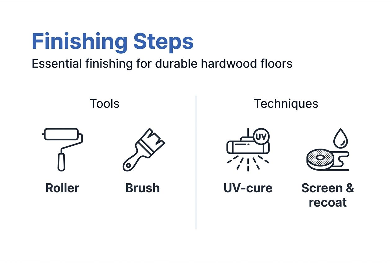 Infographic of hardwood floor finishing steps