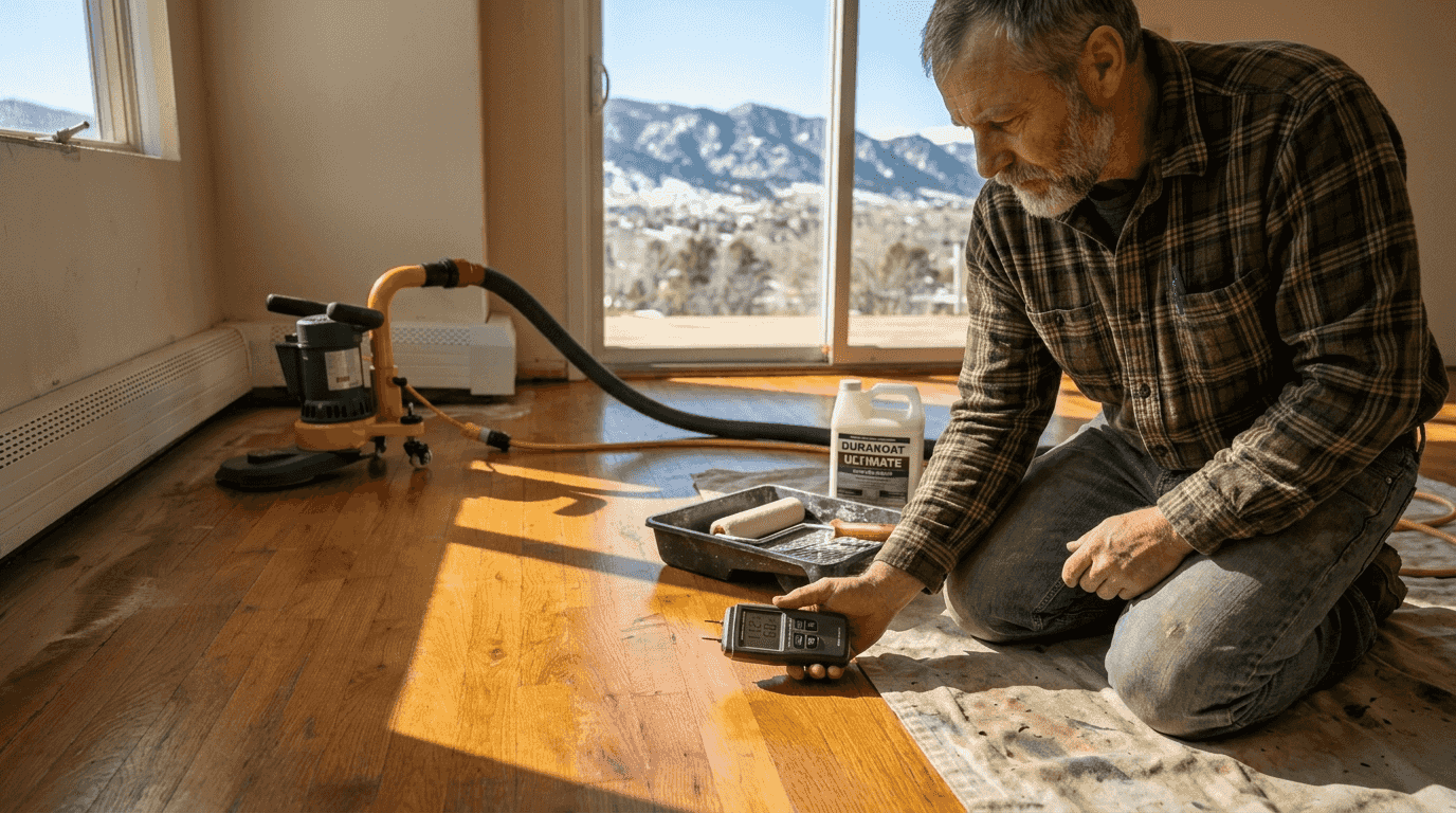 Contractor checks floor humidity Colorado setting