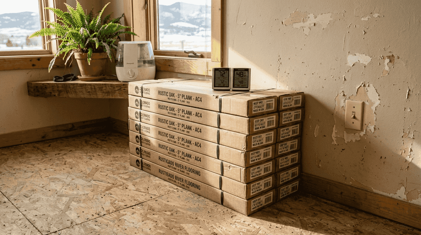 Flooring acclimation setup in Colorado home