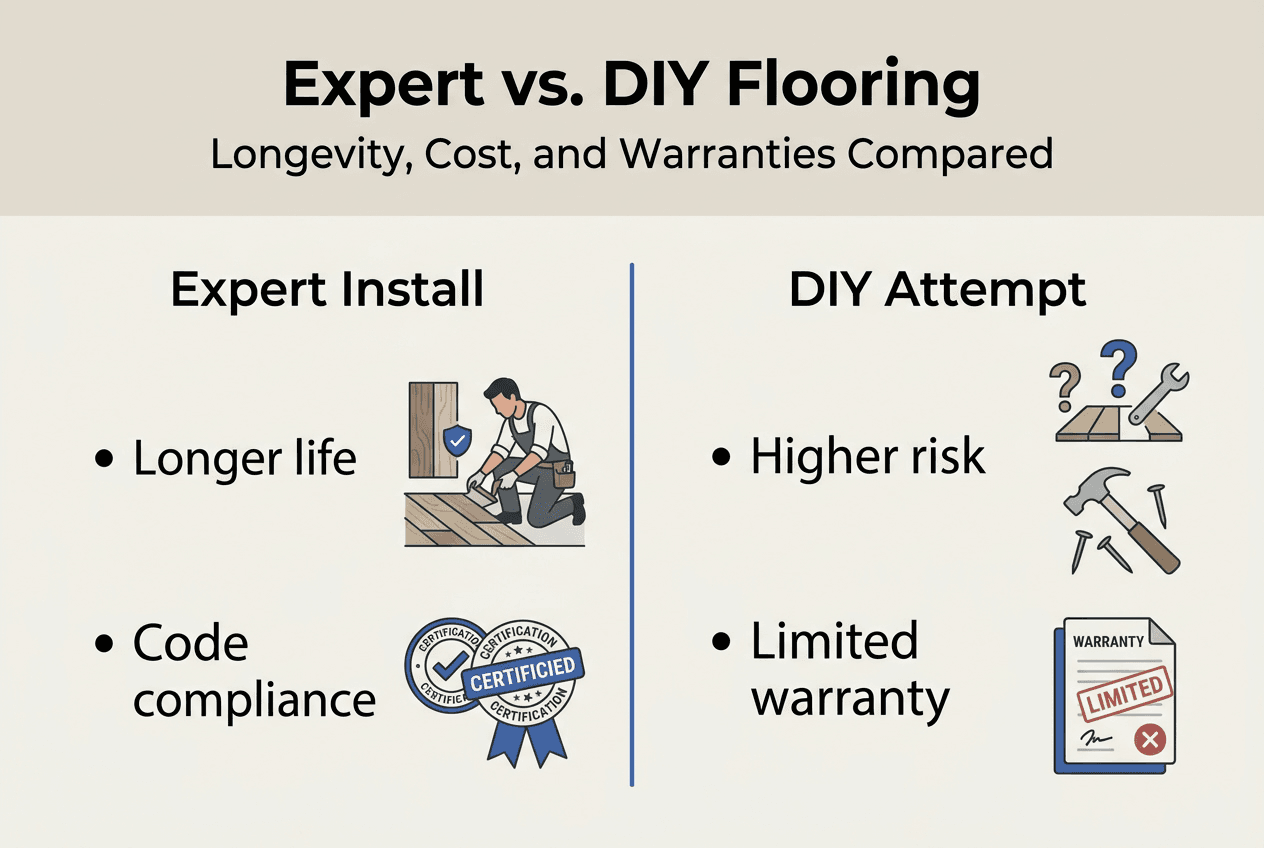 Infographic comparing expert and DIY flooring results