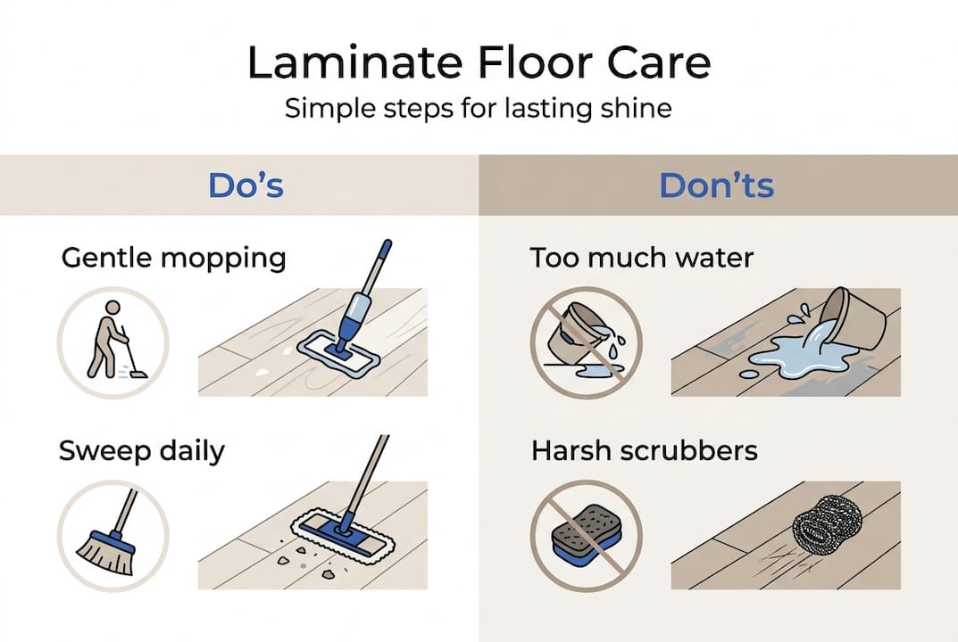 Infographic with do's and don'ts of laminate care