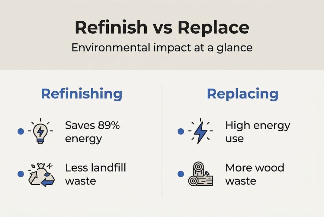 Infographic comparing refinishing and replacing floors