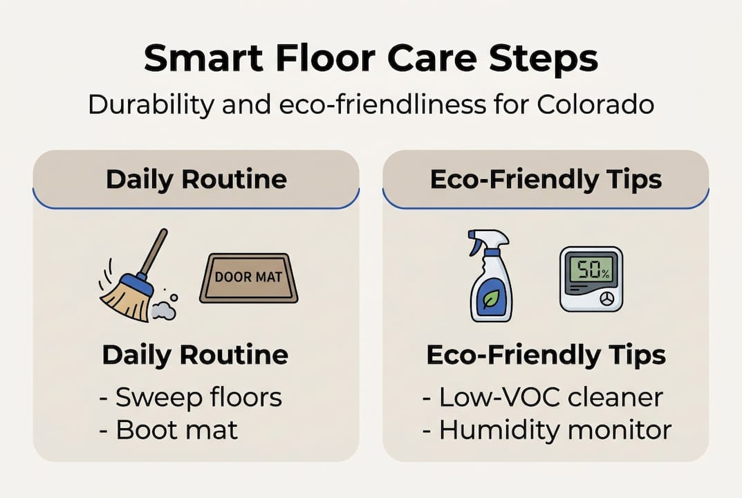 Infographic showing eco-friendly floor care steps
