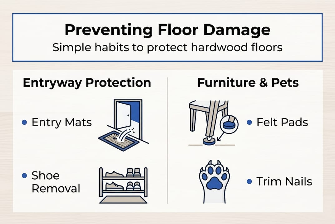Infographic about preventing hardwood floor scratches