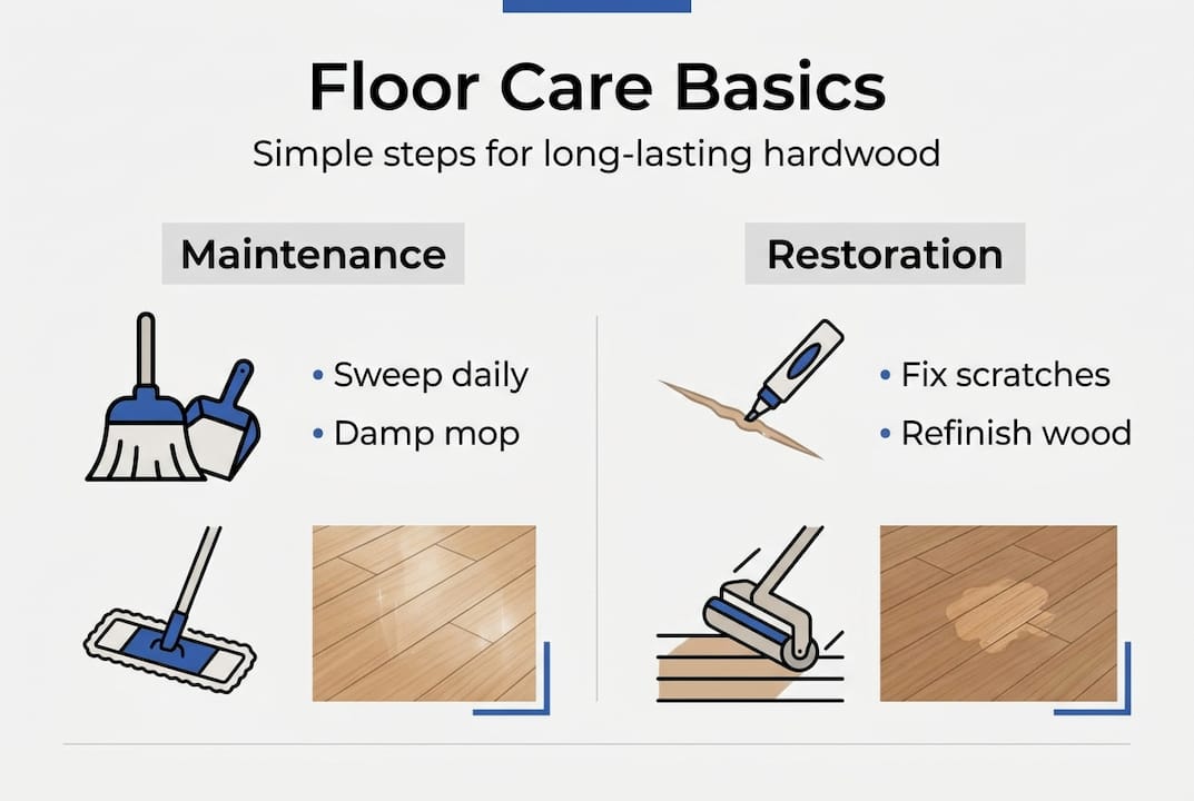 Infographic hardwood floor care steps overview