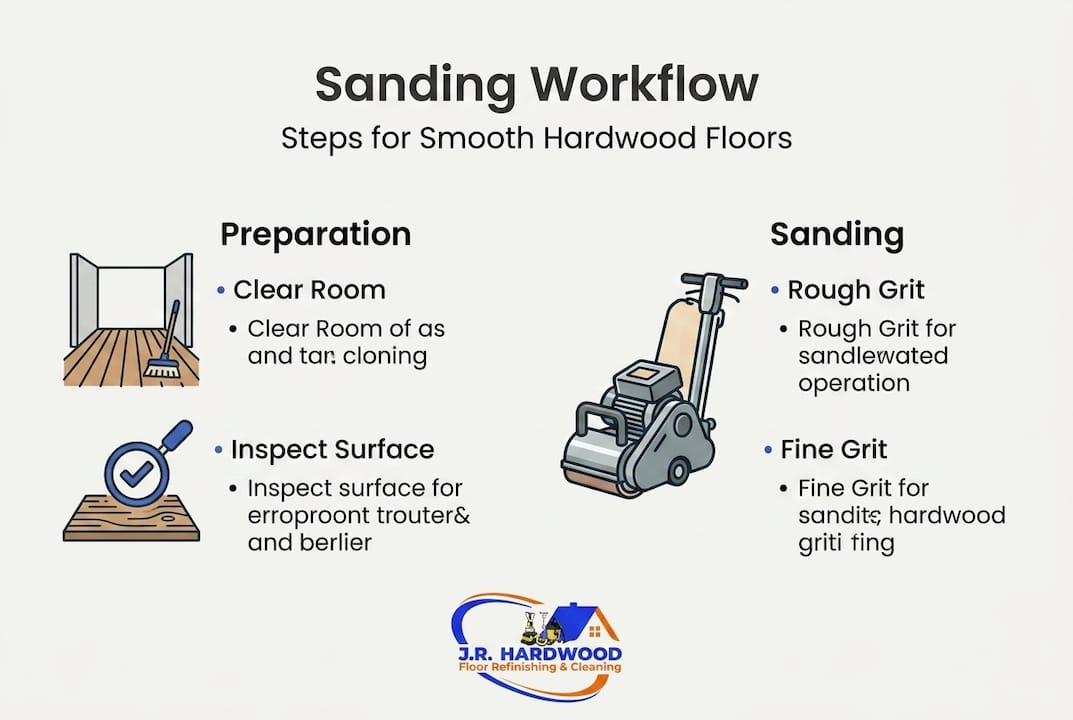 Infographic of sanding workflow and sanding steps
