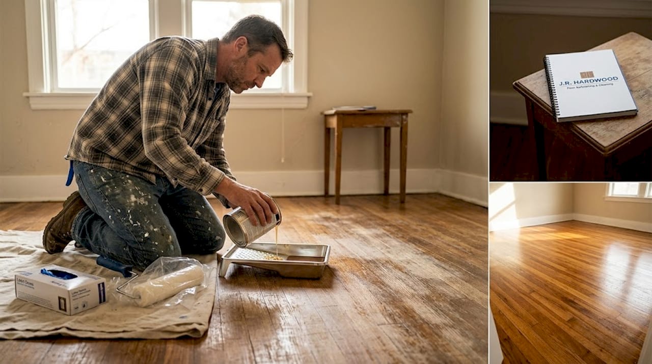 Expert preparing to apply polyurethane finish
