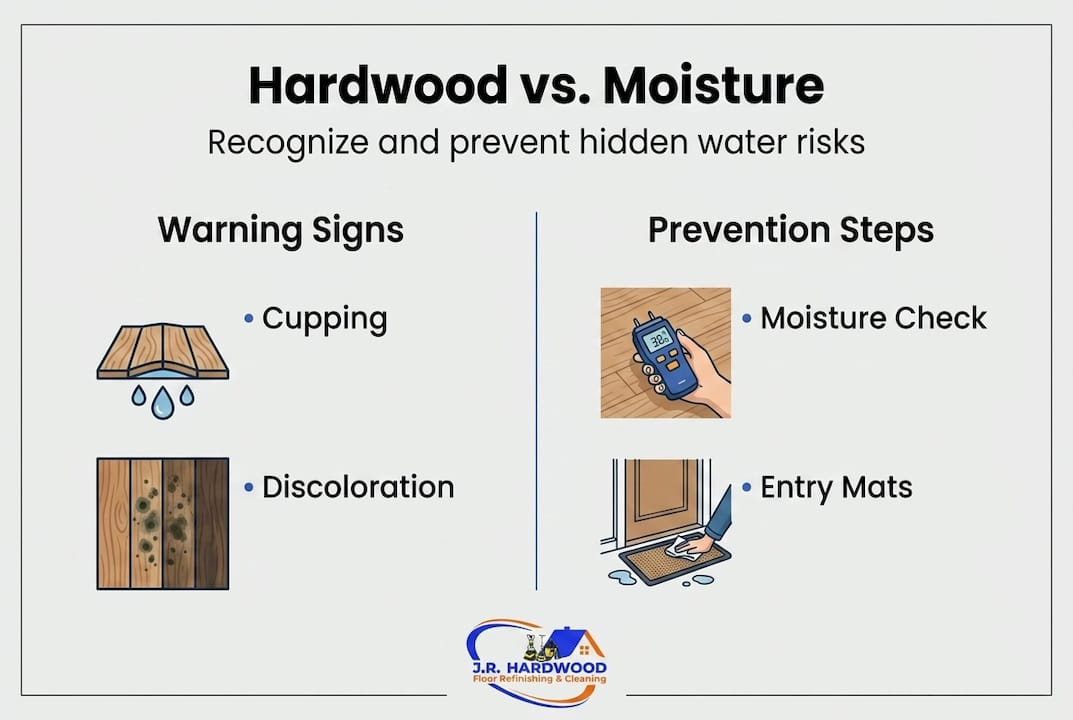 Infographic on hardwood moisture damage basics
