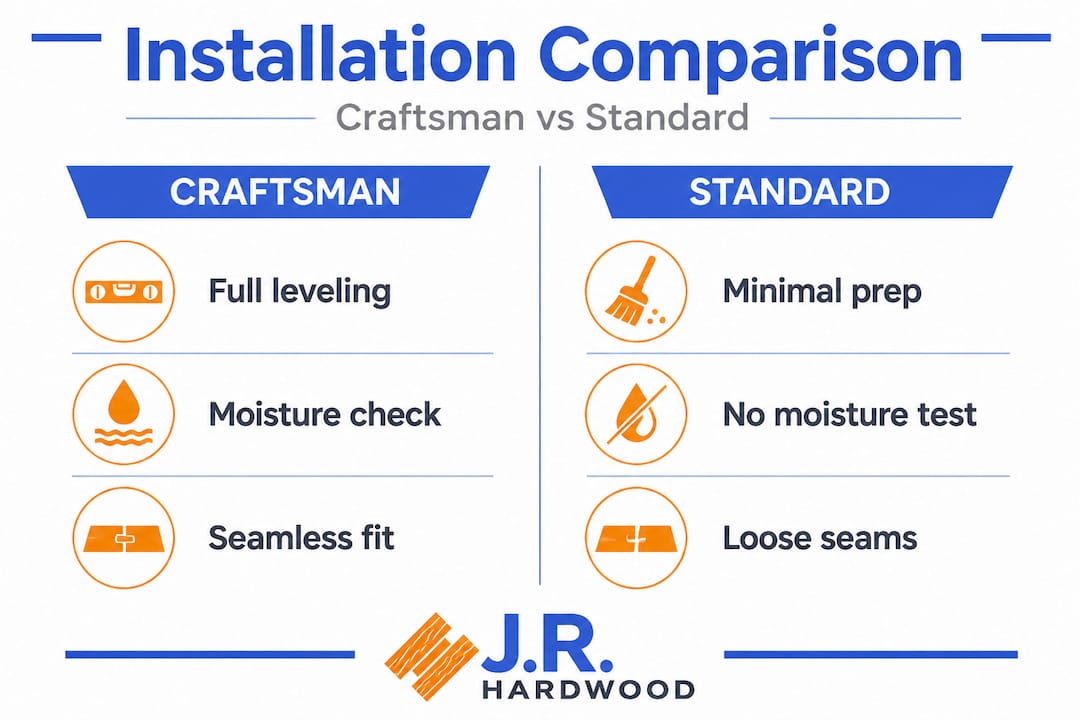 Infographic shows craftsman and standard installation differences