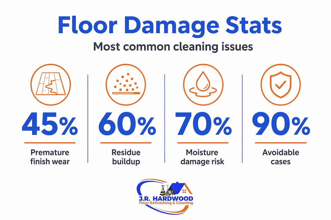 Infographic with top statistics on floor cleaning damage