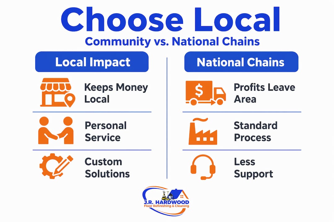 Infographic comparing local vs national flooring impact