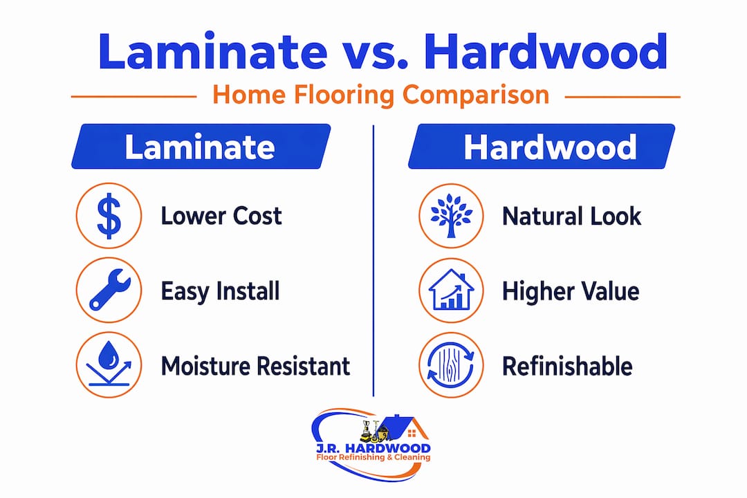 Infographic comparing laminate vs hardwood flooring