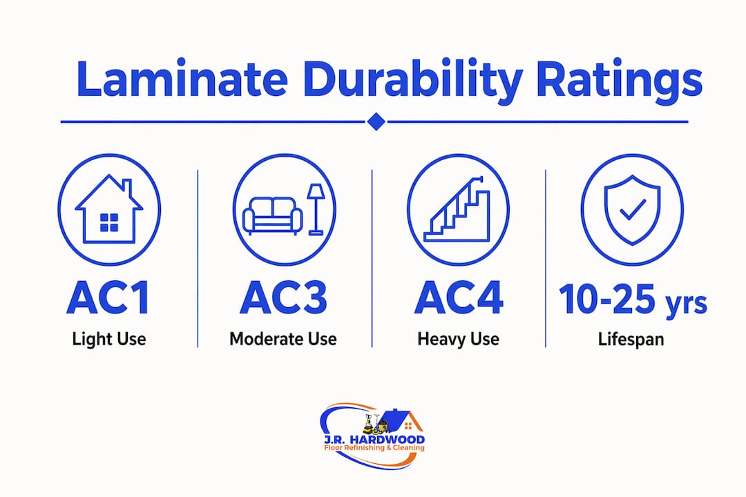Infographic on laminate flooring AC durability ratings